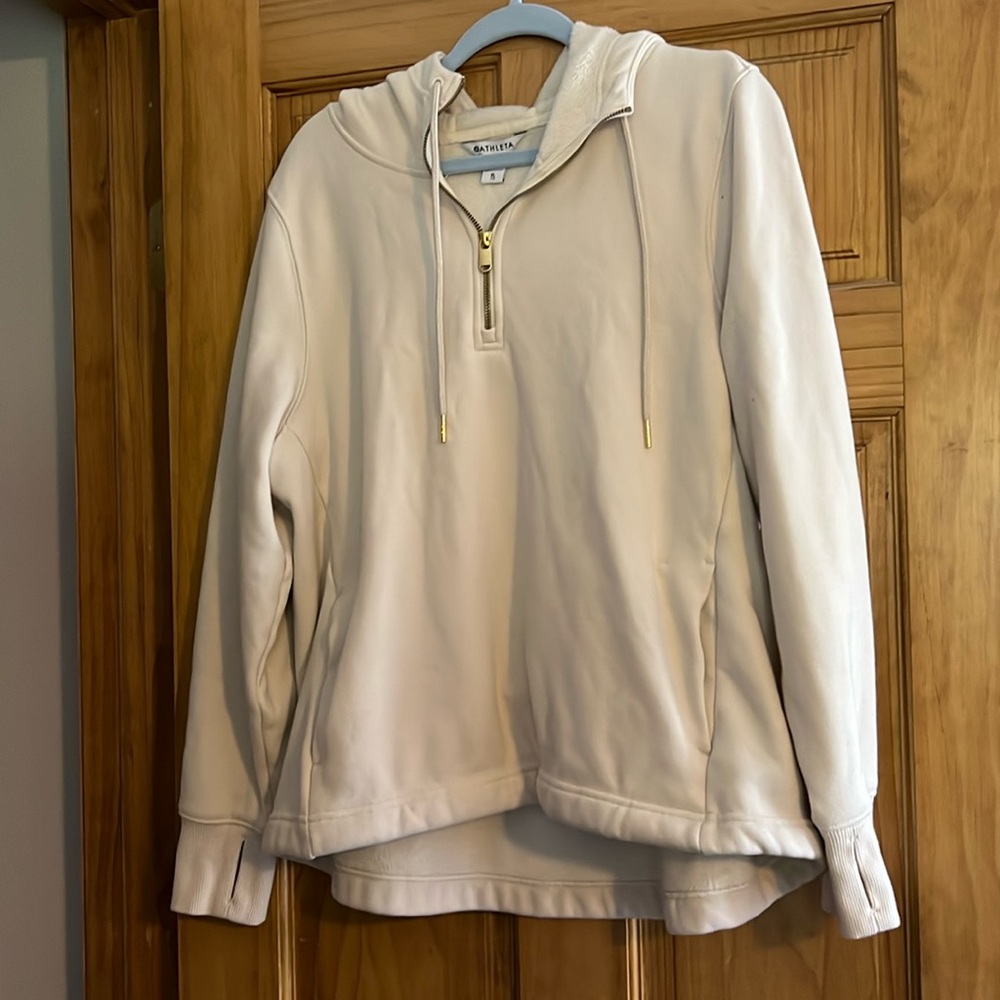 Athleta Cozy Karma 1/4 Zip Hoodie with Faux Fur lining